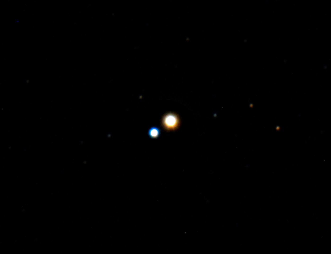 Albireo, a gold star and a blue star
