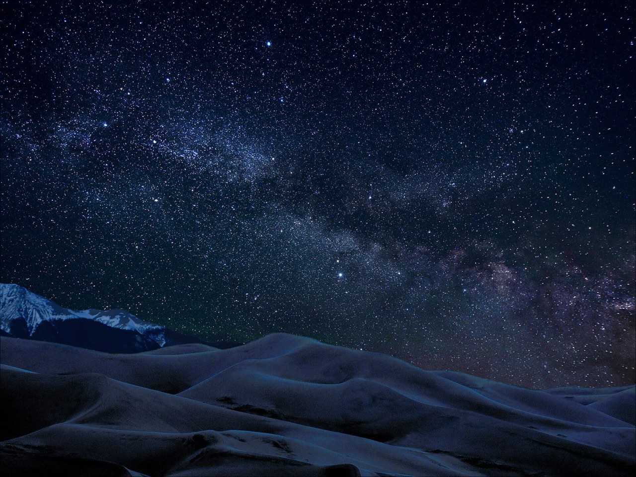 The Milky Way over sand dunes